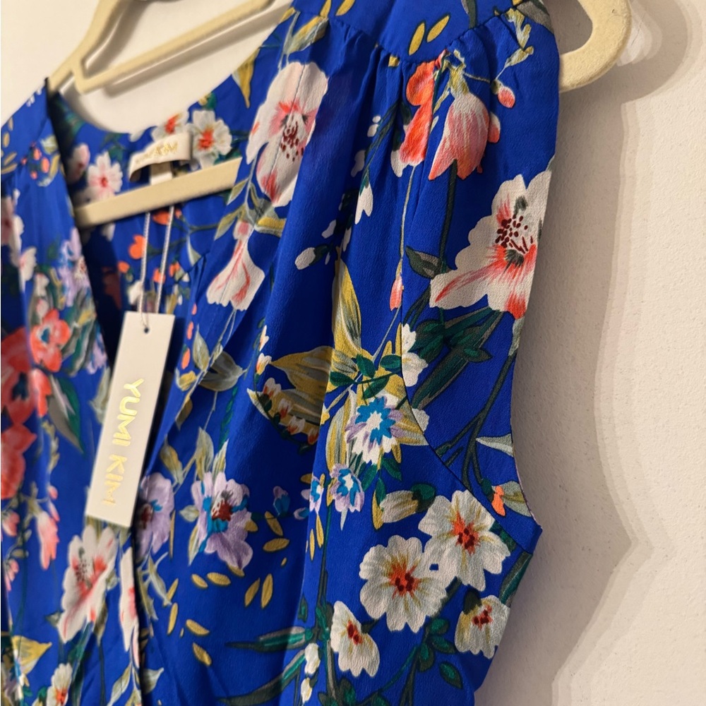 NWT Yumi Kim XS Amalfi Coast SoHo Mixer Silk Vibrant Blue Floral Mini Dress - Picture 6 of 16